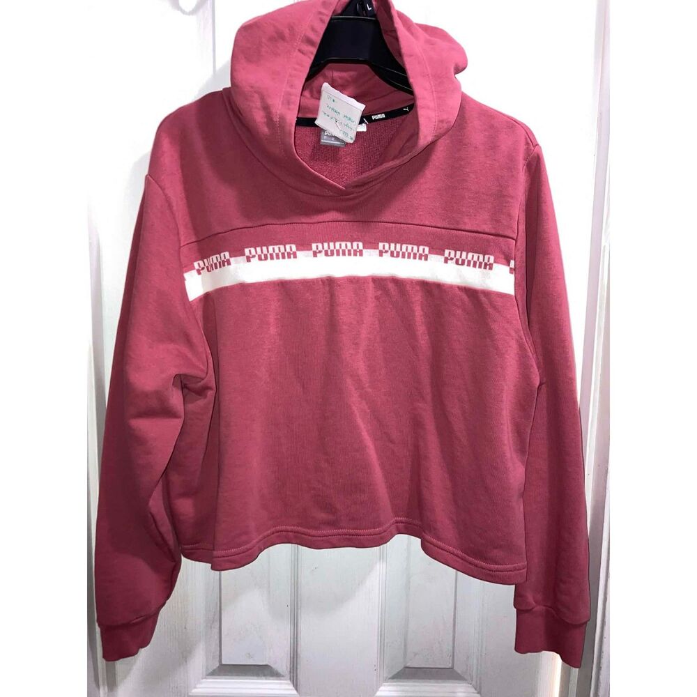 Large Puma Pink Cropped Boxed Hoodie Sweatshirt